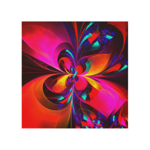 Modern Floral Abstract Art Red Blue Pattern #07