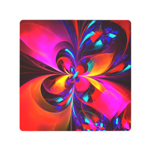 Modern Floral Abstract Art Red Blue Pattern #07