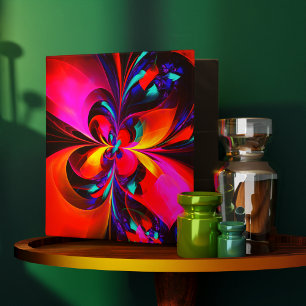 Modern Floral Abstract Art Red Blue Pattern #07 3 Ring Binder