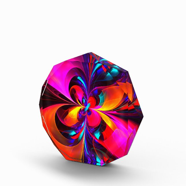 Modern Floral Abstract Art Red Blue Pattern #07 Acrylic Award (Right)