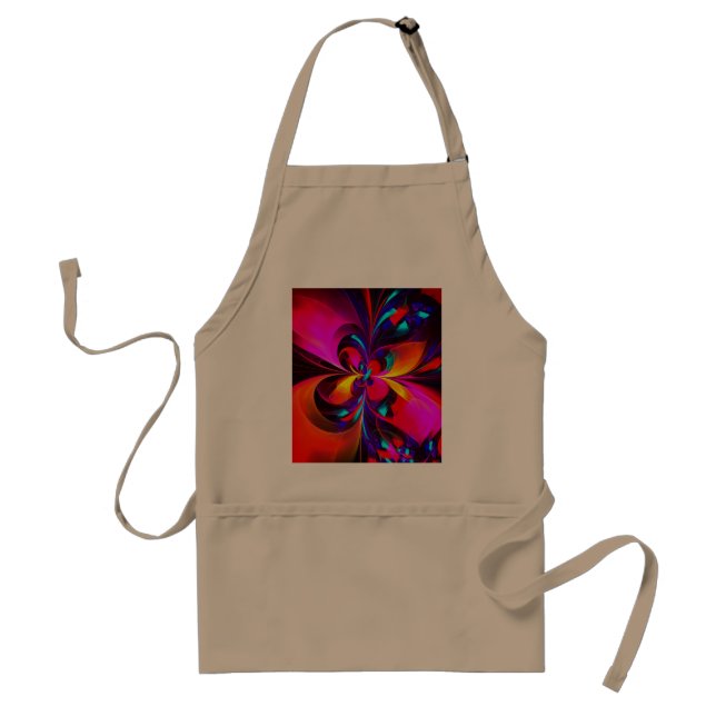 Modern Floral Abstract Art Red Blue Pattern #07 Adult Apron (Front)