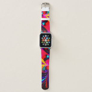 Modern Floral Abstract Art Red Blue Pattern #07 Apple Watch Band