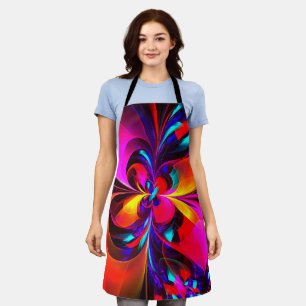 Modern Floral Abstract Art Red Blue Pattern #07 Apron