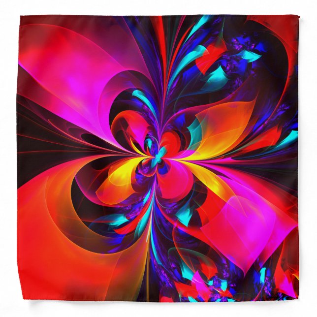Modern Floral Abstract Art Red Blue Pattern #07 Bandana (Front)