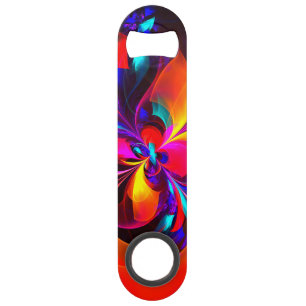 Modern Floral Abstract Art Red Blue Pattern #07 Bar Key