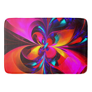 Modern Floral Abstract Art Red Blue Pattern #07 Bath Mat