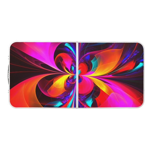 Modern Floral Abstract Art Red Blue Pattern #07 Beer Pong Table (Top)