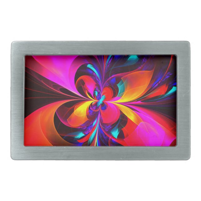 Modern Floral Abstract Art Red Blue Pattern #07 Belt Buckle (Front)