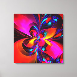 Modern Floral Abstract Art Red Blue Pattern #07 Canvas Print