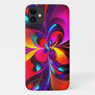 Modern Floral Abstract Art Red Blue Pattern #07 iPhone 11 Case