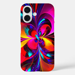 Modern Floral Abstract Art Red Blue Pattern #07 iPhone 16 Case