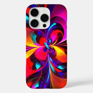 Modern Floral Abstract Art Red Blue Pattern #07