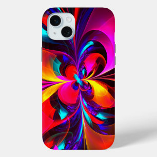Modern Floral Abstract Art Red Blue Pattern #07 iPhone 15 Plus Case