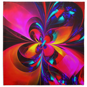 Modern Floral Abstract Art Red Blue Pattern #07 Cloth Napkin