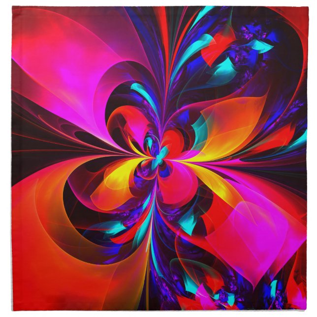 Modern Floral Abstract Art Red Blue Pattern #07 Cloth Napkin (Front)