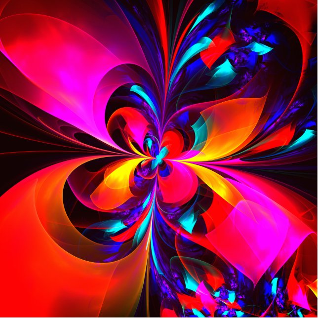 Modern Floral Abstract Art Red Blue Pattern #07 Cutout (Front)