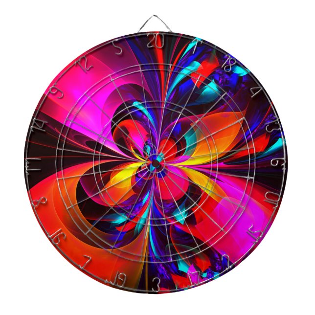 Modern Floral Abstract Art Red Blue Pattern #07 Dart Board (Front)