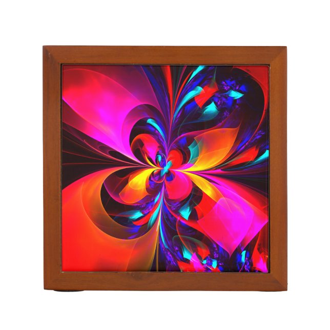 Modern Floral Abstract Art Red Blue Pattern #07 Desk Organizer (Front)