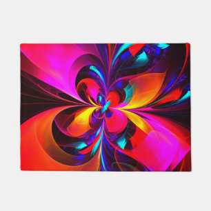 Modern Floral Abstract Art Red Blue Pattern #07 Doormat