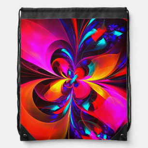 Modern Floral Abstract Art Red Blue Pattern #07 Drawstring Bag