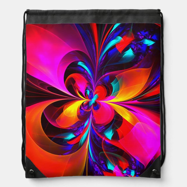 Modern Floral Abstract Art Red Blue Pattern #07 Drawstring Bag (Front)