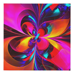 Modern Floral Abstract Art Red Blue Pattern #07 Faux Canvas Print