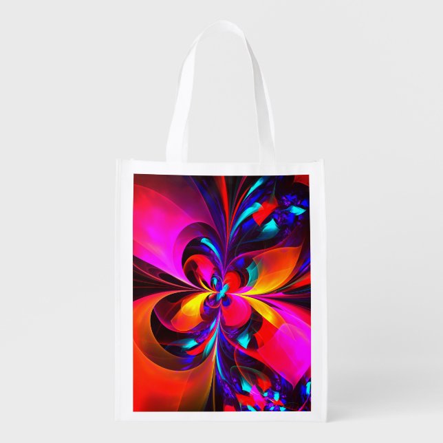 Modern Floral Abstract Art Red Blue Pattern #07 Grocery Bag (Front)