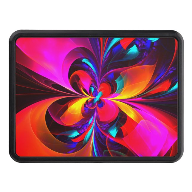 Modern Floral Abstract Art Red Blue Pattern #07 Hitch Cover (Front)