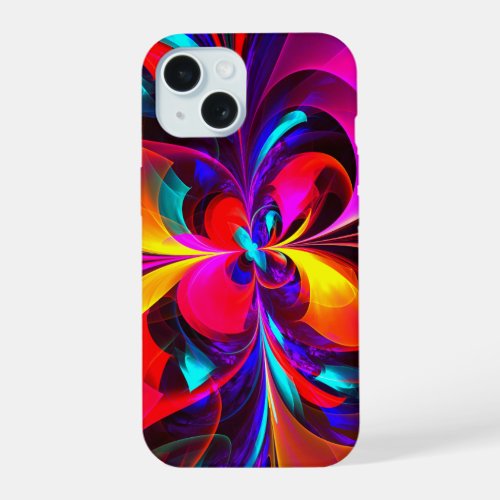 Modern Floral Abstract Art Red Blue Pattern 07 iPhone 15 Case