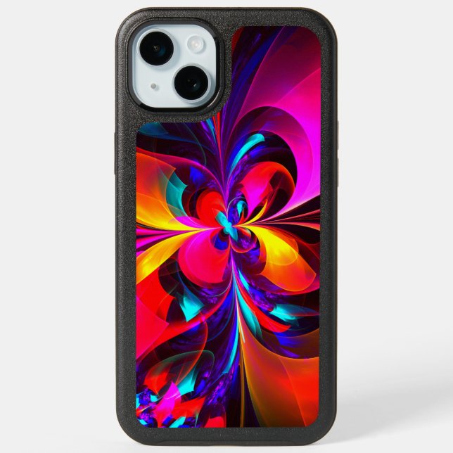 Modern Floral Abstract Art Red Blue Pattern #07 iPhone 15 Plus Case (Back)