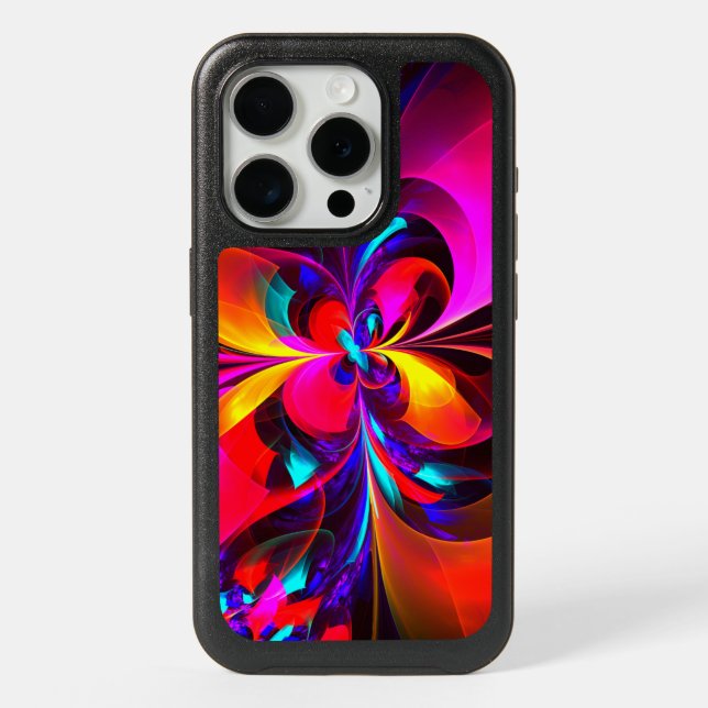 Modern Floral Abstract Art Red Blue Pattern #07 iPhone 15 Pro Case (Back)