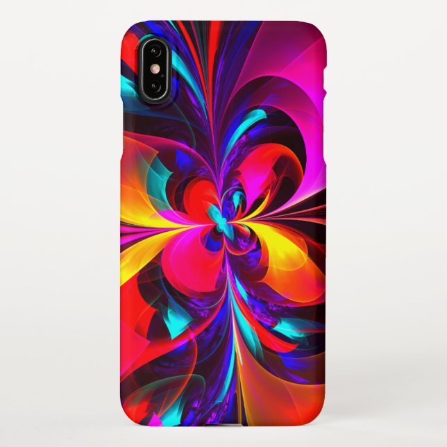 Modern Floral Abstract Art Red Blue Pattern #07 iPhone Case (Back)