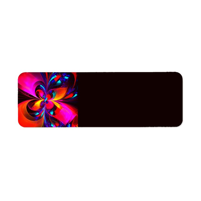 Modern Floral Abstract Art Red Blue Pattern #07 Label (Front)