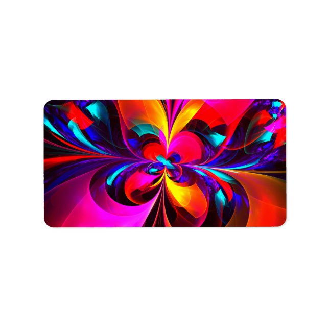 Modern Floral Abstract Art Red Blue Pattern #07 Label (Front)