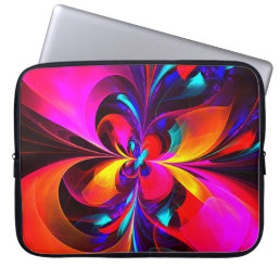 Modern Floral Abstract Art Red Blue Pattern #07 Laptop Sleeve