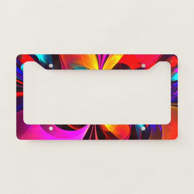 Modern Floral Abstract Art Red Blue Pattern #07 License Plate Frame (Front)