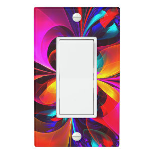 Modern Floral Abstract Art Red Blue Pattern #07 Light Switch Cover