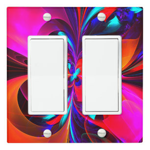 Modern Floral Abstract Art Red Blue Pattern #07 Light Switch Cover