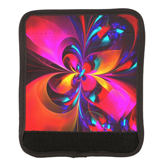 Modern Floral Abstract Art Red Blue Pattern #07 Luggage Handle Wrap (Front)