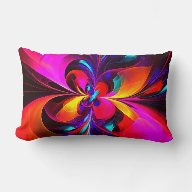 Modern Floral Abstract Art Red Blue Pattern #07 Lumbar Pillow (Front)