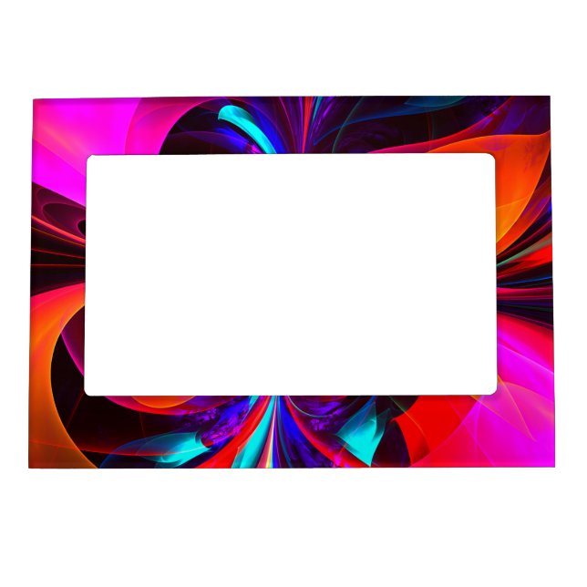 Modern Floral Abstract Art Red Blue Pattern #07 Magnetic Frame (Front)