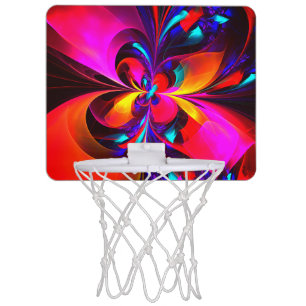 Modern Floral Abstract Art Red Blue Pattern #07 Mini Basketball Hoop