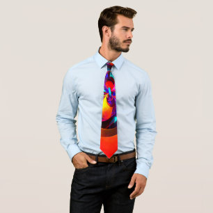 Modern Floral Abstract Art Red Blue Pattern #07 Neck Tie