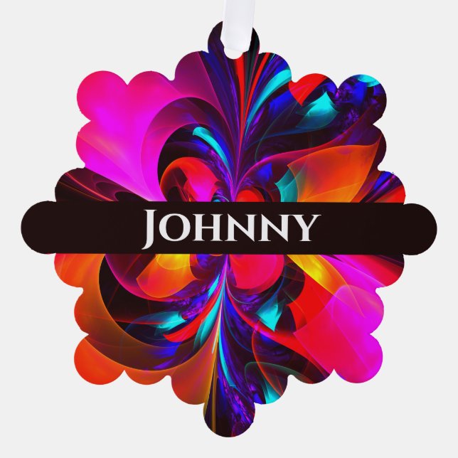 Modern Floral Abstract Art Red Blue Pattern #07 Ornament Card (Front)