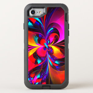 Modern Floral Abstract Art Red Blue Pattern #07 OtterBox Defender iPhone SE/8/7 Case