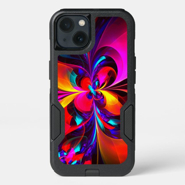 Modern Floral Abstract Art Red Blue Pattern #07 Otterbox iPhone Case (Back)