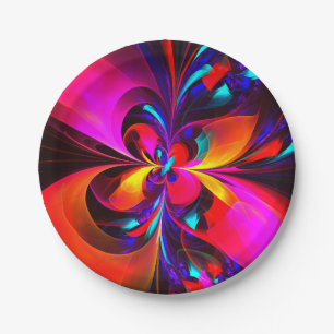 Modern Floral Abstract Art Red Blue Pattern #07 Paper Plates