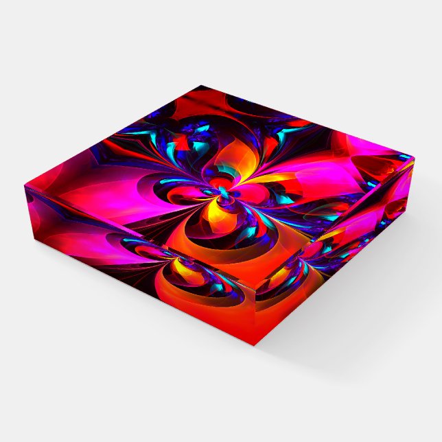 Modern Floral Abstract Art Red Blue Pattern #07 Paperweight (Angled)
