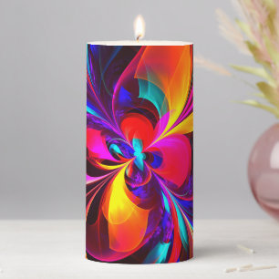 Modern Floral Abstract Art Red Blue Pattern #07 Pillar Candle