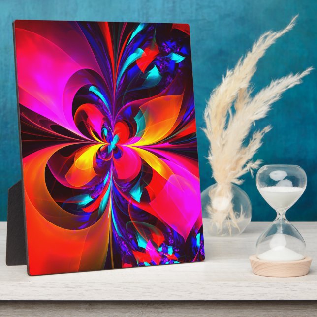 Modern Floral Abstract Art Red Blue Pattern #07 Plaque (Side)